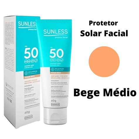 Protetor Solar Facial Fps50 Sunless Bege Medio 60g Shopee Brasil