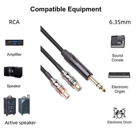 Linjieee 635mm 14 Inch Trs Stereo Jack Male To 2 Rca Female Plug Y