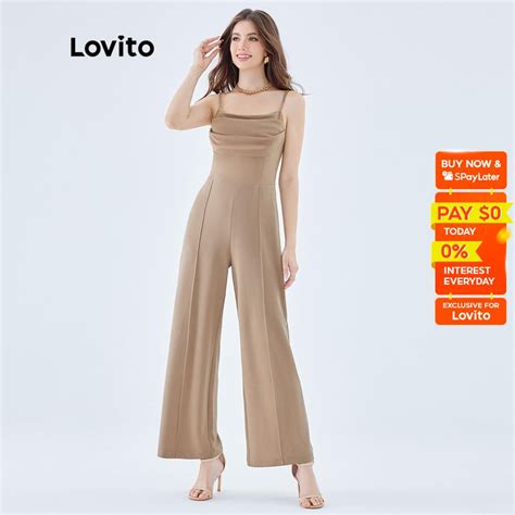 Lovito Elegant Plain Square Neck Sleeveless Jumpsuits For Women