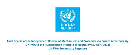 UNRWA Preliminary Response - Final Report of the Independent Review of ...