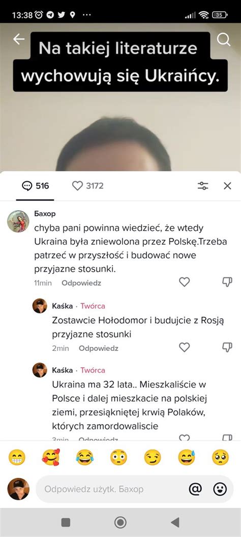 Katarzyna Sokołowska on Twitter Komentarz Ukraińca pod jednym moim