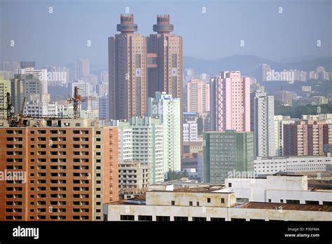 Pyongyang North Korea View Of The Koryo Hotel Stock Photo Alamy