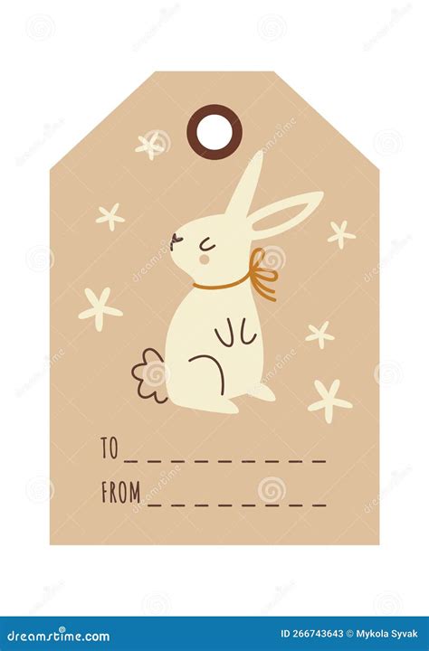 Cute Cartoon Easter Rabbit Tag Flat Icon Stock Vector - Illustration of ...