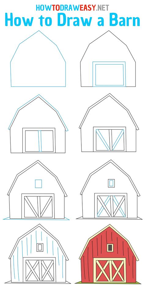 How To Draw A Barn Easy Draw For Kids