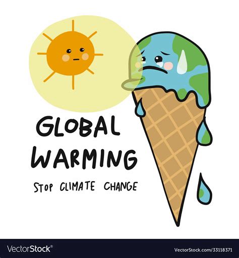 Global warming earth ice-cream cone melting Vector Image