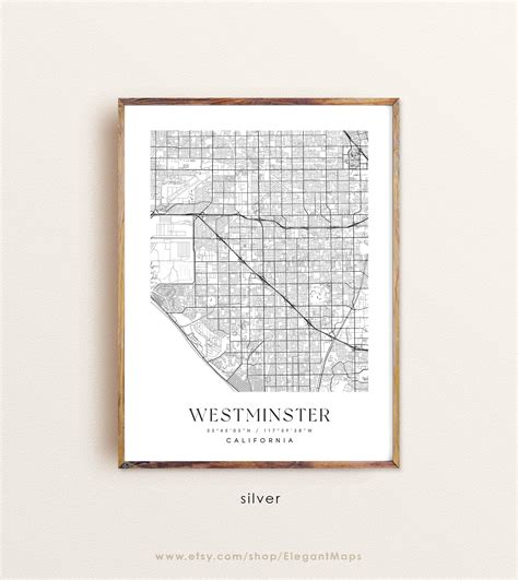 Westminster California Map Westminster CA Map Westminster | Etsy