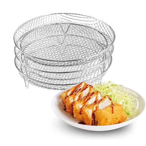 Kitchenette Round Stainless Steel Air Fryer Grill Dehydrator Rack Air