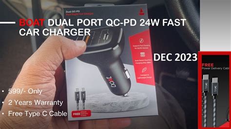 BoAt Dual Port Qc Pd 24W Fast Car Charger With 24W Fast Pd Charging