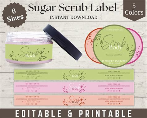 Sugar Scrub Label Cosmetic Labels Bath Jar Scrub Label Etsy