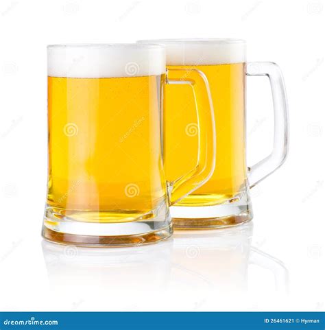 Two Glasses Of Fresh Beer With Foam Stock Image Image Of Fresh