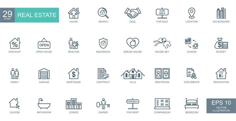 29 Vector Icons For Real Estate City Concept Garage Vector City