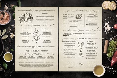 Classic Vintage Restaurant Menus Brochure Templates Creative Market