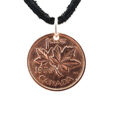 Maple Leaf Coin Necklace Canadian Cent Penny Leather Etsy