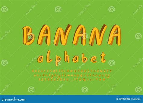 Modern Alphabet Banana Yellow Color Lettering Typeface Paint Brush