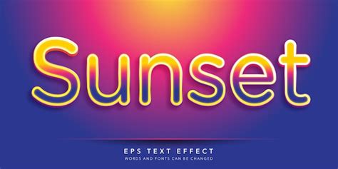 Premium Vector Sunset Editable Text Effect