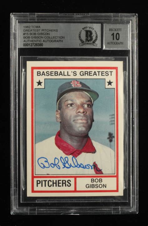 Bob Gibson Signed 1982 TCMA Greatest Pitchers 15 BGS Pristine Auction