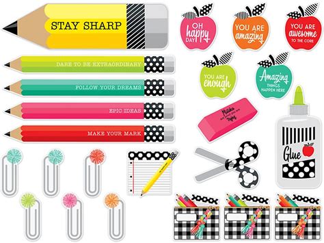 Black White And Stylish Brights Motivational Bulletin Board Set At