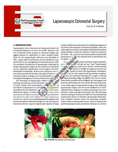 Pdf Laparoscopic Colorectal Surgery Advancements In Minimally