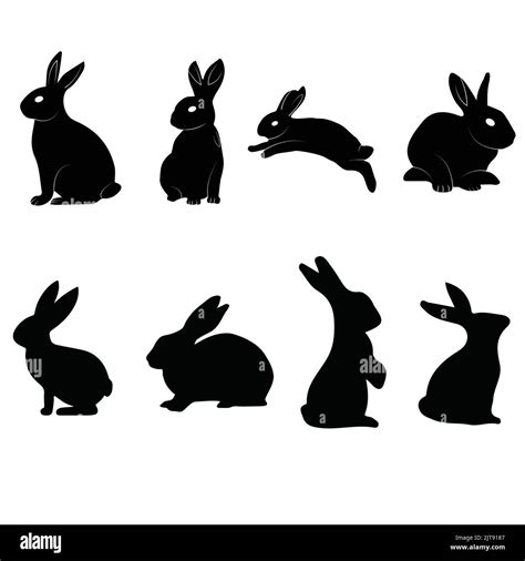 Cute Bunny Silhouette Rabbit Animal Silhouette Black Vector Bunny In