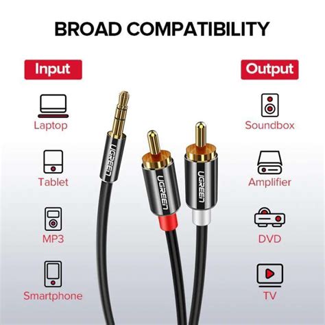 Jual Ugreen Kabel Jack Aux Audio Splitter Mm Male To Rca Hi Fi