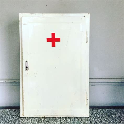 S Cool Vintage White Metal Medicine Cabinet With Glass Doors And