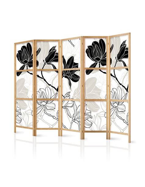 Paravent Japonais Fleurs Noires Et Blanches Artgeist Multicolore