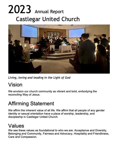 Annual Church Meeting Castlegar United Church