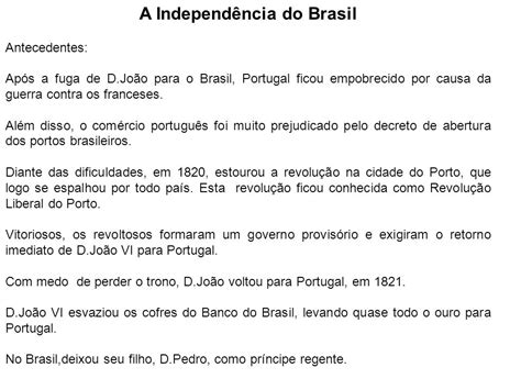 Um Texto Sobre A Independ Ncia Do Brasil Texto Exemplo