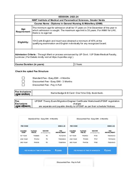 Fillable Online Gnm Nursing Admission Application Form Dates