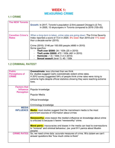 Week 2 CRM 101 Summary Of Lecture 2 WEEK 1 MEASURING CRIME 1