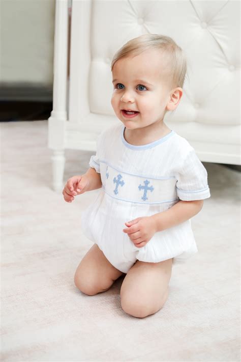 Baby Boy Baptism Outfit, Baby Baptism Bubble, White Linen Smock Cross ...