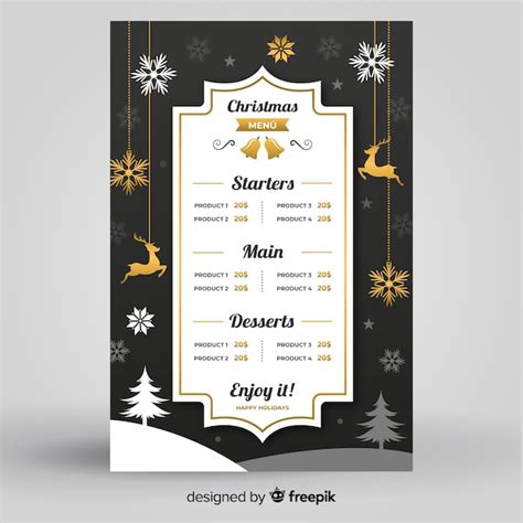 Free Vector Elegant Christmas Menu Template Flat Design Style