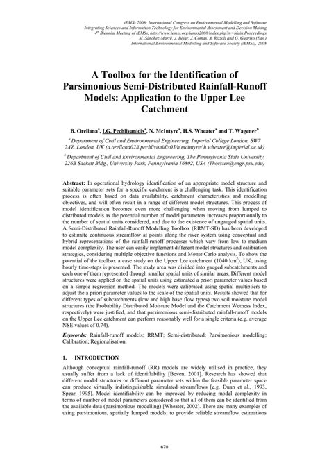 Pdf A Toolbox For The Identification Of Parsimonious Semi Distributed