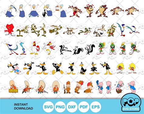 Looney Tunes 100 Cliparts Bundle Svg Cut Files For Cricut Silhouette