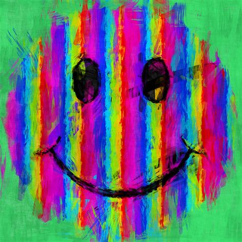 Rainbow Abstract Smiley Face Digital Art By David G Paul