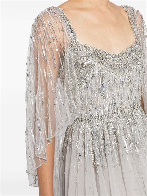 Jenny Packham Bunny Blooms Sequin embellished Gown In 灰色 ModeSens