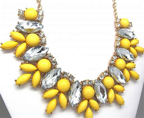 Yellow Flower Crystal Bib Chunky Statement Necklace Us Seller Jewelry