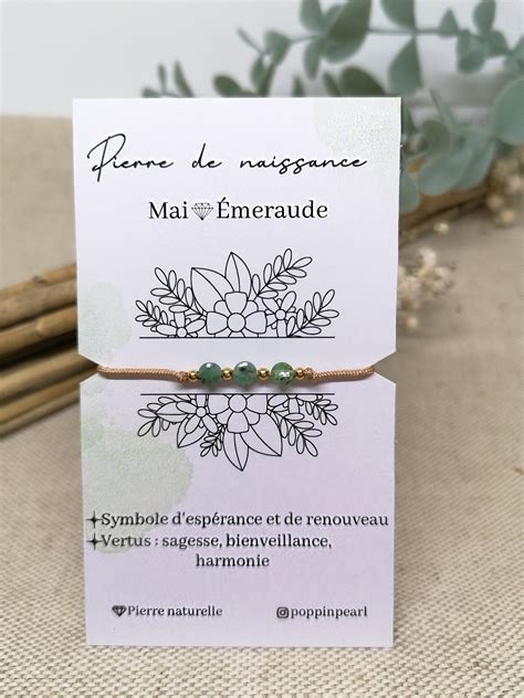 Pierre De Naissance Du Mois De MAI EMERAUDE Sur Cordon Fil Etsy France