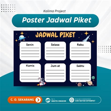 jual  poster jadwal piket pelajaran sekolah poster jadwal mapel
