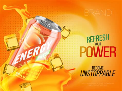 Refresh Your Power Energy Drink Advertising Banner Vector Free Download