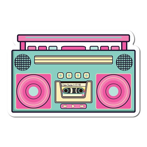 Retro Radio Stereo Cassette Player Boombox Clipart Instant Digital