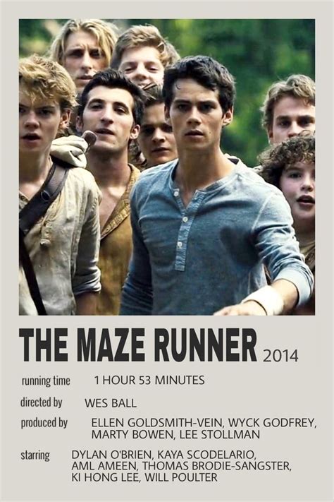 The Maze Runner Movie Poster With Many Young Men In Front Of Them And