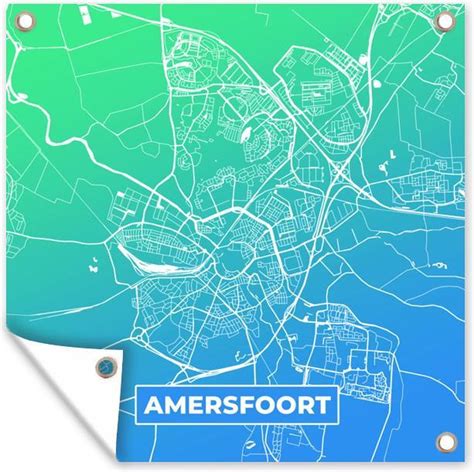 Tuin Poster Stadskaart Amersfoort Blauw 200x200 Cm Plattegrond