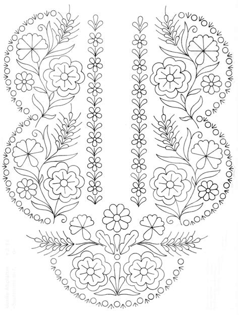 Folk Art Coloring Page Дизайны вышивки Рисунки для вышивания Выкройки