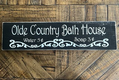 Olde Country Bath House Primitive Painted Distressed Wood Etsy