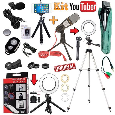 Kit Youtuber Microfone Mesa Lapela Trip M Celular C Mera Universal