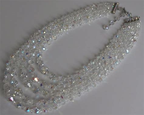 Vintage 5 Strand Graduated AB Swarovski Crystal Necklace Vintage