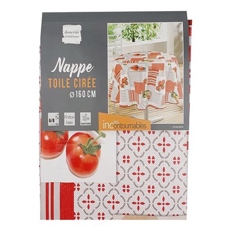 Nappe ronde en toile cirée PVC imprimée Amandine D 160 cm avec finition