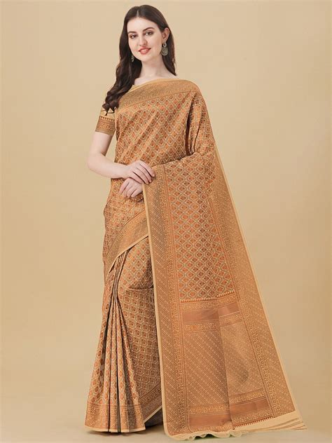 Buy Kasak Ethnic Motifs Zari Silk Blend Kanjeevaram Saree Sarees For