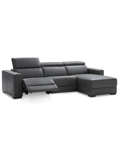 Furniture Nevio 3 Pc Leather Sectional Sofa With Chaise 1 Power